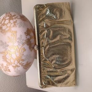 Vintage 60s Bobbie Jerome Evening Bag Gold Metallic Clutch Purse Wedding Formal